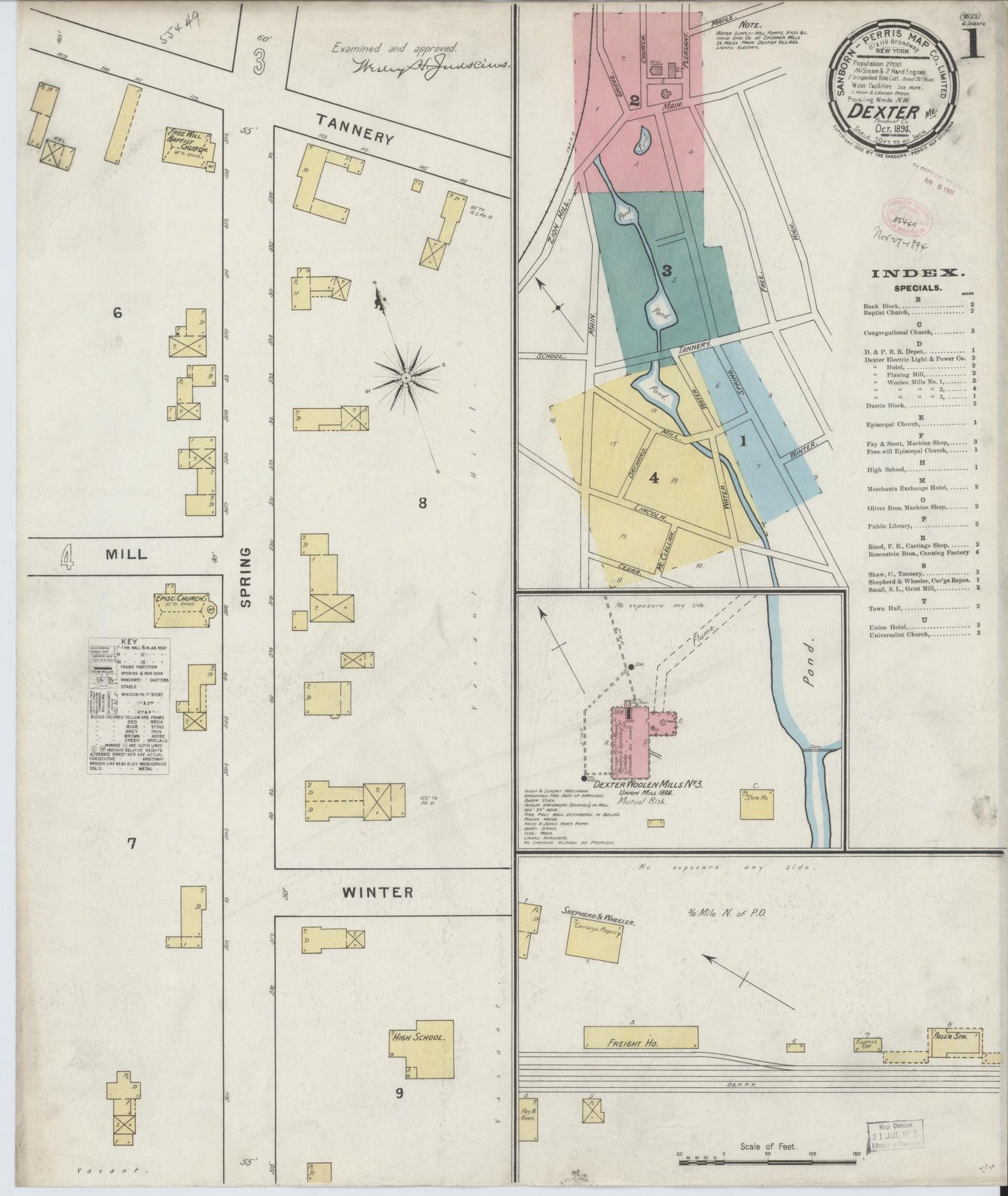 Sanborn Fire Insurance Map from Dexter, Penobscot County, Maine. (1894) – Historic Sanborn Fire Insurance Map Print