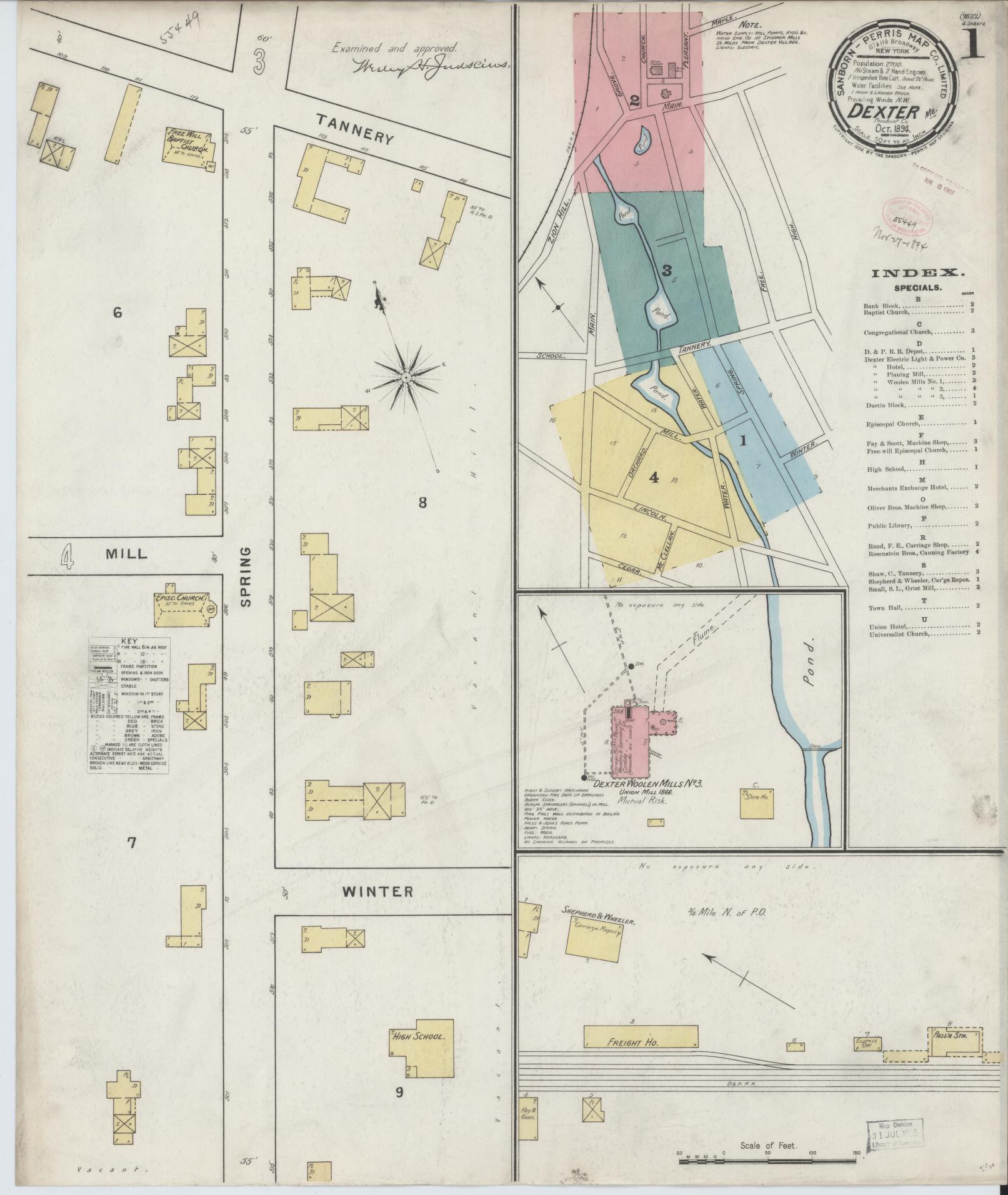 Sanborn Fire Insurance Map from Dexter, Penobscot County, Maine. (1894) – Historic Sanborn Fire Insurance Map Print