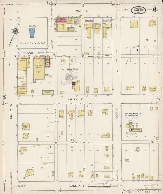 Sanborn Fire Insurance Map from Uvalde, Uvalde County, Texas (1922), Sheet #0006 - Historic Sanborn Fire Insurance Map Print, vintage old map wall art, antique decor, genealogy gift, Texas Texas map