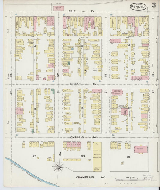Sanborn Fire Insurance Map from Renovo, Clinton County, Pennsylvania (1887), Sheet #0003 - Historic Sanborn Fire Insurance Map Print, vintage old map wall art, antique decor, genealogy gift, Pennsylvania Pennsylvania map