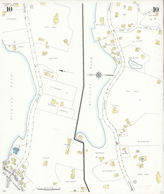 Sanborn Fire Insurance Map from Cohasset, Norfolk County, Massachusetts (1935), Sheet #0010 - Historic Sanborn Fire Insurance Map Print, vintage old map wall art, antique decor, genealogy gift, Massachusetts Massachusetts map