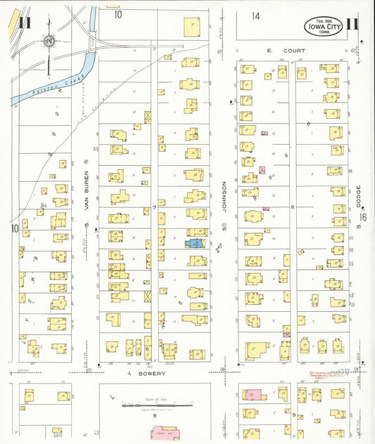 Sanborn Fire Insurance Map from Iowa City, Johnson County, Iowa (1926), Sheet #0011 - Historic Sanborn Fire Insurance Map Print, vintage old map wall art