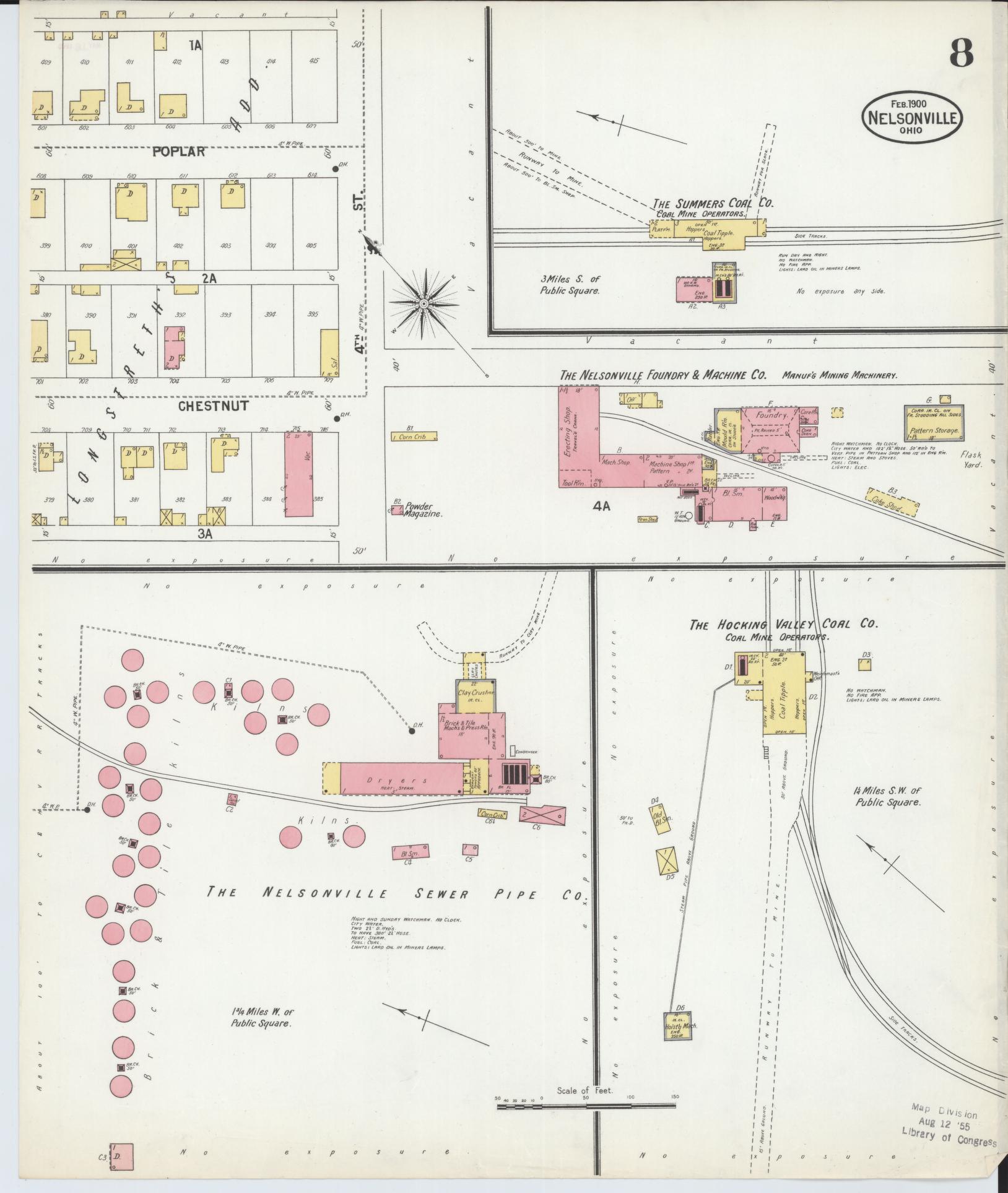 Sanborn Fire Insurance Map from Nelsonville, Athens County, Ohio (1900), Sheet #0008 - Complete Map Set gallery image, historic Sanborn map, vintage wall art, Ohio Ohio