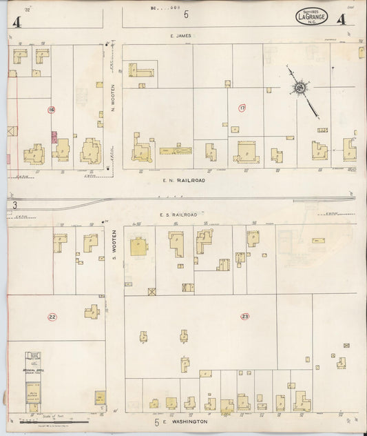 Sanborn Fire Insurance Map from La Grange, Lenoir County, North Carolina (1944), Sheet #0004 - Historic Sanborn Fire Insurance Map Print, vintage old map wall art, antique decor, genealogy gift, North Carolina North Carolina map