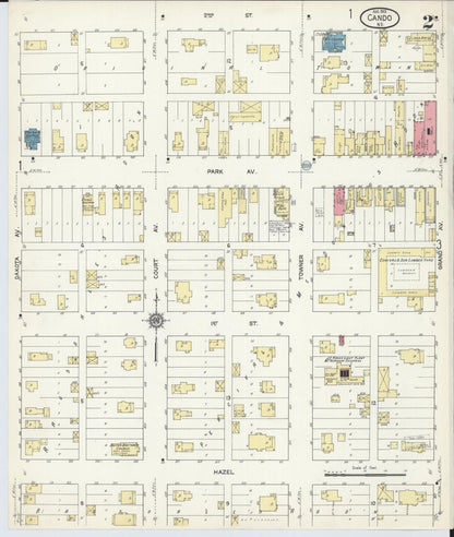 Sanborn Fire Insurance Map from Cando, Towner County, North Dakota (1913), Sheet #0002 - Complete Map Set gallery image, historic Sanborn map, vintage wall art, North Dakota North Dakota