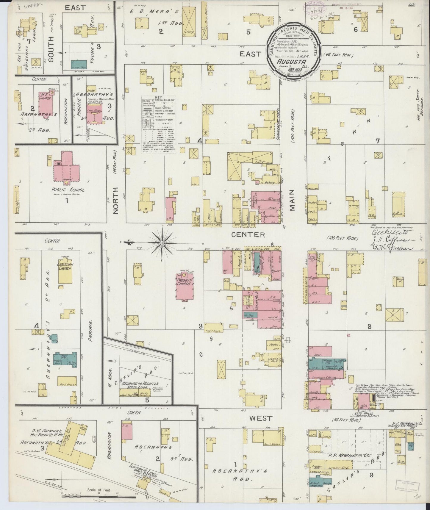 Sanborn Fire Insurance Map from Augusta, Hancock County, Illinois (1893), Sheet #0001 - Historic Sanborn Fire Insurance Map Print, vintage old map wall art, antique decor, genealogy gift, Illinois Illinois map