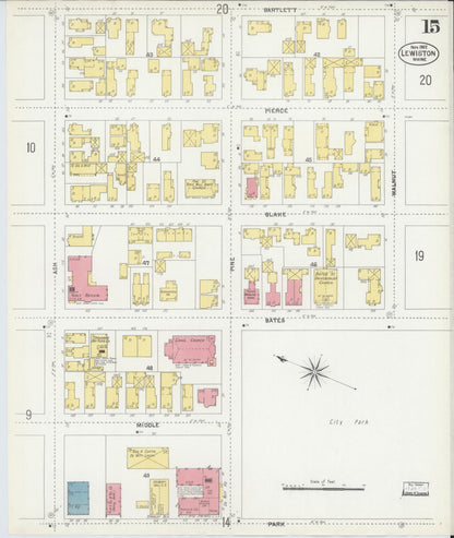 Sanborn Fire Insurance Map from Lewiston, Androscoggin County, Maine (1902), Sheet #0015 - Complete Map Set gallery image, historic Sanborn map, vintage wall art, Maine Maine