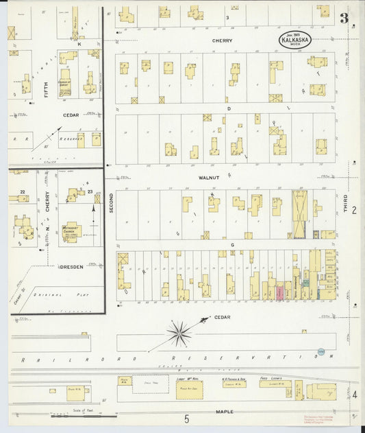 Sanborn Fire Insurance Map from Kalkaska, Kalkaska County, Michigan (1909), Sheet #0003 - Historic Sanborn Fire Insurance Map Print, vintage old map wall art, antique decor, genealogy gift, Michigan Michigan map
