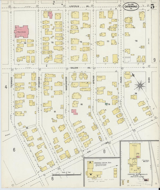 Sanborn Fire Insurance Map from Carbondale, Lackawanna County, Pennsylvania (1903), Sheet #0005 - Historic Sanborn Fire Insurance Map Print, vintage old map wall art, antique decor, genealogy gift, Pennsylvania Pennsylvania map