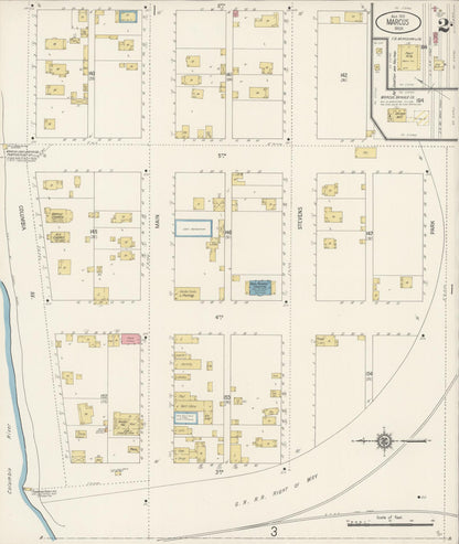 Sanborn Fire Insurance Map from Marcus, Stevens County, Washington (1915), Sheet #0002 - Complete Map Set gallery image, historic Sanborn map, vintage wall art, Washington Washington