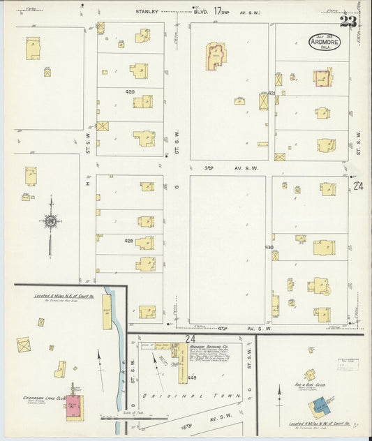 Sanborn Fire Insurance Map from Ardmore, Carter County, Oklahoma (1913), Sheet #0023 - Historic Sanborn Fire Insurance Map Print, vintage old map wall art, antique decor, genealogy gift, Oklahoma Oklahoma map