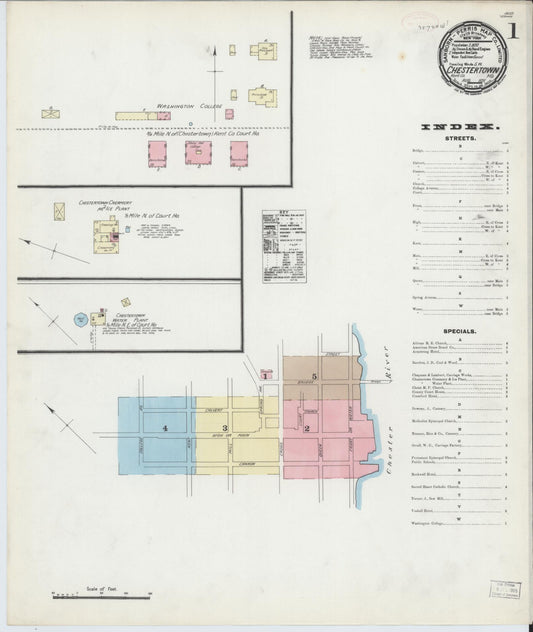 Complete Set - Kent, Maryland - 1891 - Sanborn Fire Insurance Map (All Sheets) - Complete Set of 5 Sanborn map sheets