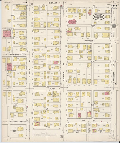Sanborn Fire Insurance Map from Alliance, Stark County, Ohio (1921), Sheet #0022 - Historic Sanborn Fire Insurance Map Print, vintage old map wall art, antique decor, genealogy gift, Ohio Ohio map