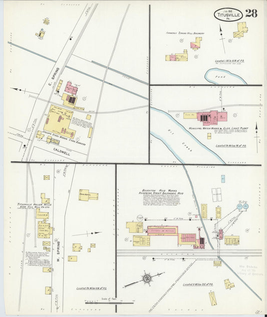 Sanborn Fire Insurance Map from Titusville, Crawford County, Pennsylvania (1912), Sheet #0028 - Historic Sanborn Fire Insurance Map Print, vintage old map wall art, antique decor, genealogy gift, Pennsylvania Pennsylvania map