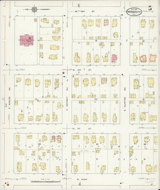 Sanborn Fire Insurance Map from Monmouth, Warren County, Illinois (1913), Sheet #0005 - Historic Sanborn Fire Insurance Map Print, vintage old map wall art, antique decor, genealogy gift, Illinois Illinois map