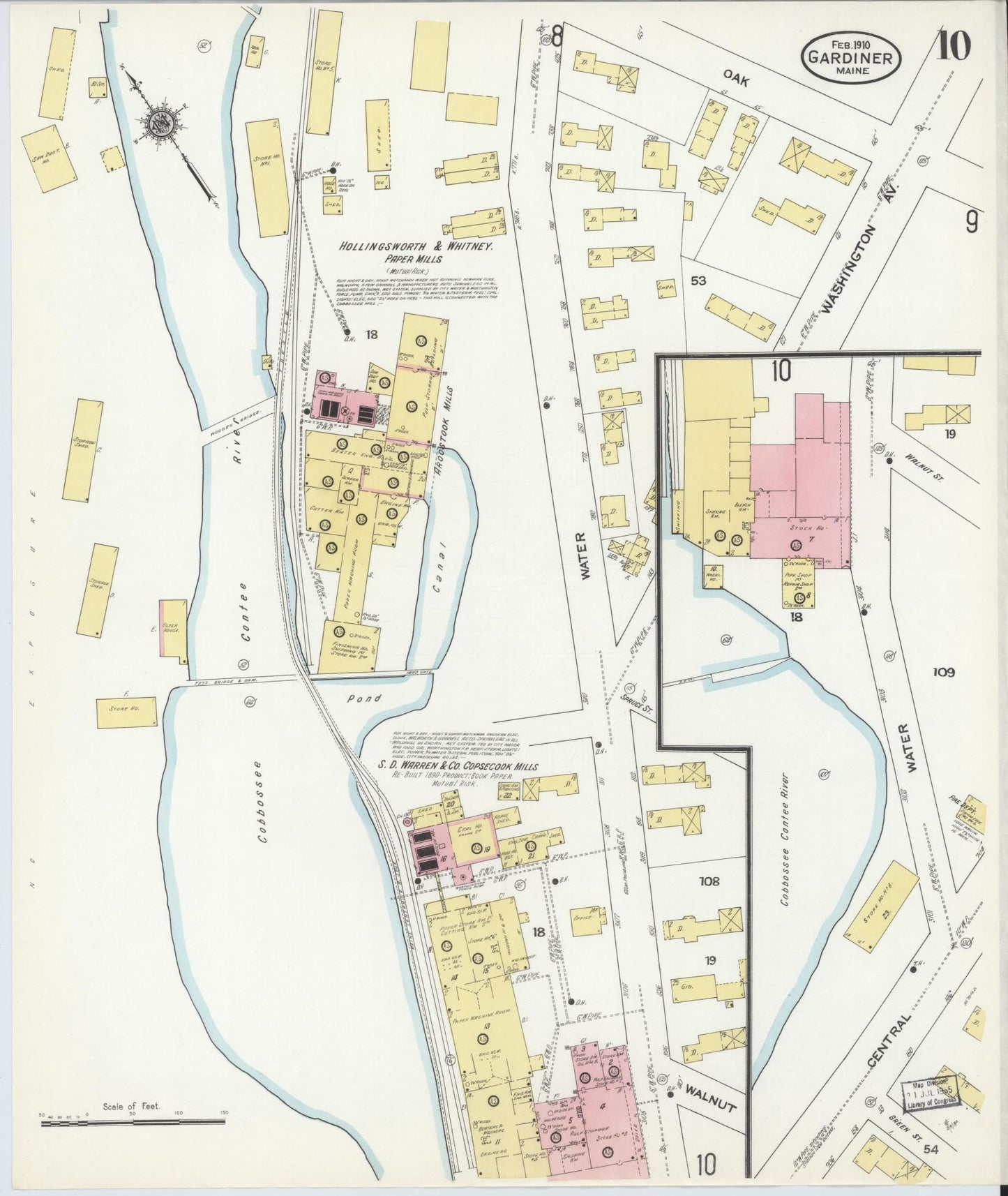 Sanborn Fire Insurance Map from Gardiner, Kennebec County, Maine (1910), Sheet #0010 - Complete Map Set gallery image, historic Sanborn map, vintage wall art, Maine Maine