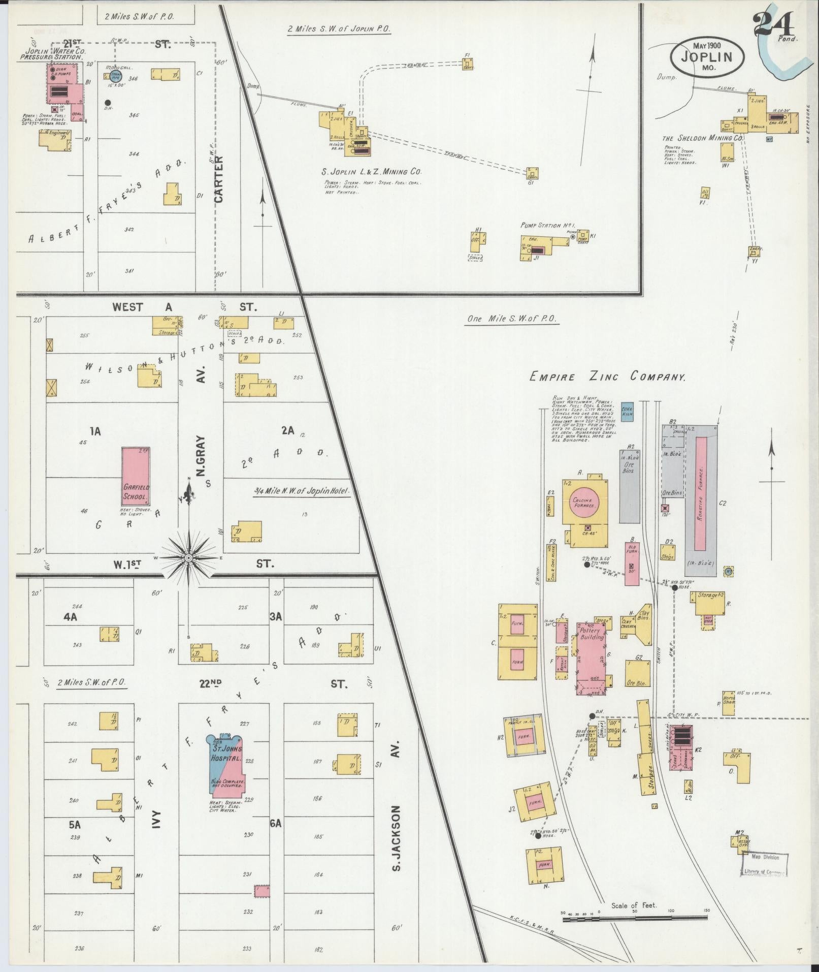 Sanborn Fire Insurance Map from Joplin, Jasper County, Missouri (1900), Sheet #0024 - Historic Sanborn Fire Insurance Map Print, vintage old map wall art, antique decor, genealogy gift, Missouri Missouri map