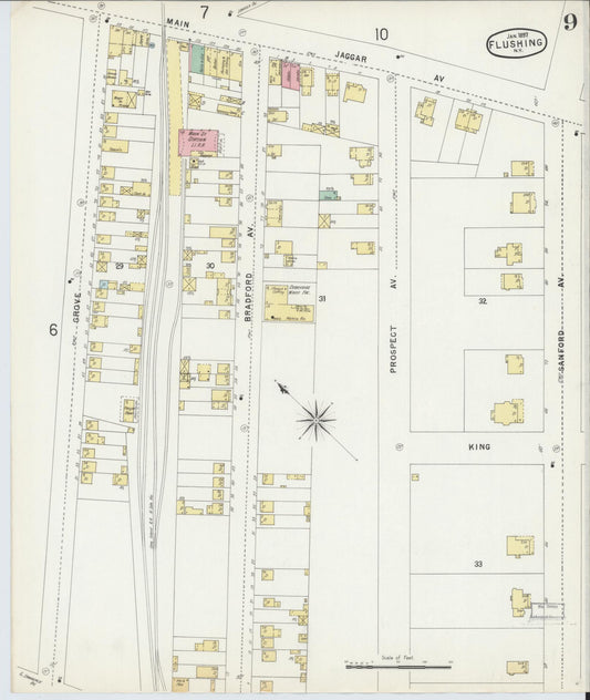 Sanborn Fire Insurance Map from Flushing, Queens County, New York (1897), Sheet #0009 - Historic Sanborn Fire Insurance Map Print, vintage old map wall art, antique decor, genealogy gift, New York New York map