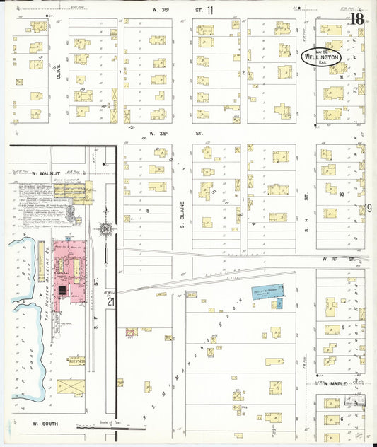 Sanborn Fire Insurance Map from Wellington, Sumner County, Kansas (1912), Sheet #0018 - Historic Sanborn Fire Insurance Map Print, vintage old map wall art, antique decor, genealogy gift, Kansas Kansas map