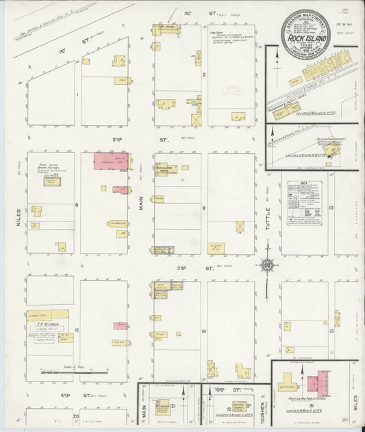 Sanborn Fire Insurance Map from Rock Island, Colorado County, Texas (1912), Sheet #0001 - Historic Sanborn Fire Insurance Map Print, vintage old map wall art, antique decor, genealogy gift, Rock Island Colorado map