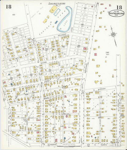 Sanborn Fire Insurance Map from New Philadelphia, Tuscarawas County, Ohio (1926), Sheet #0018 - Historic Sanborn Fire Insurance Map Print, vintage old map wall art, antique decor, genealogy gift, Ohio Ohio map
