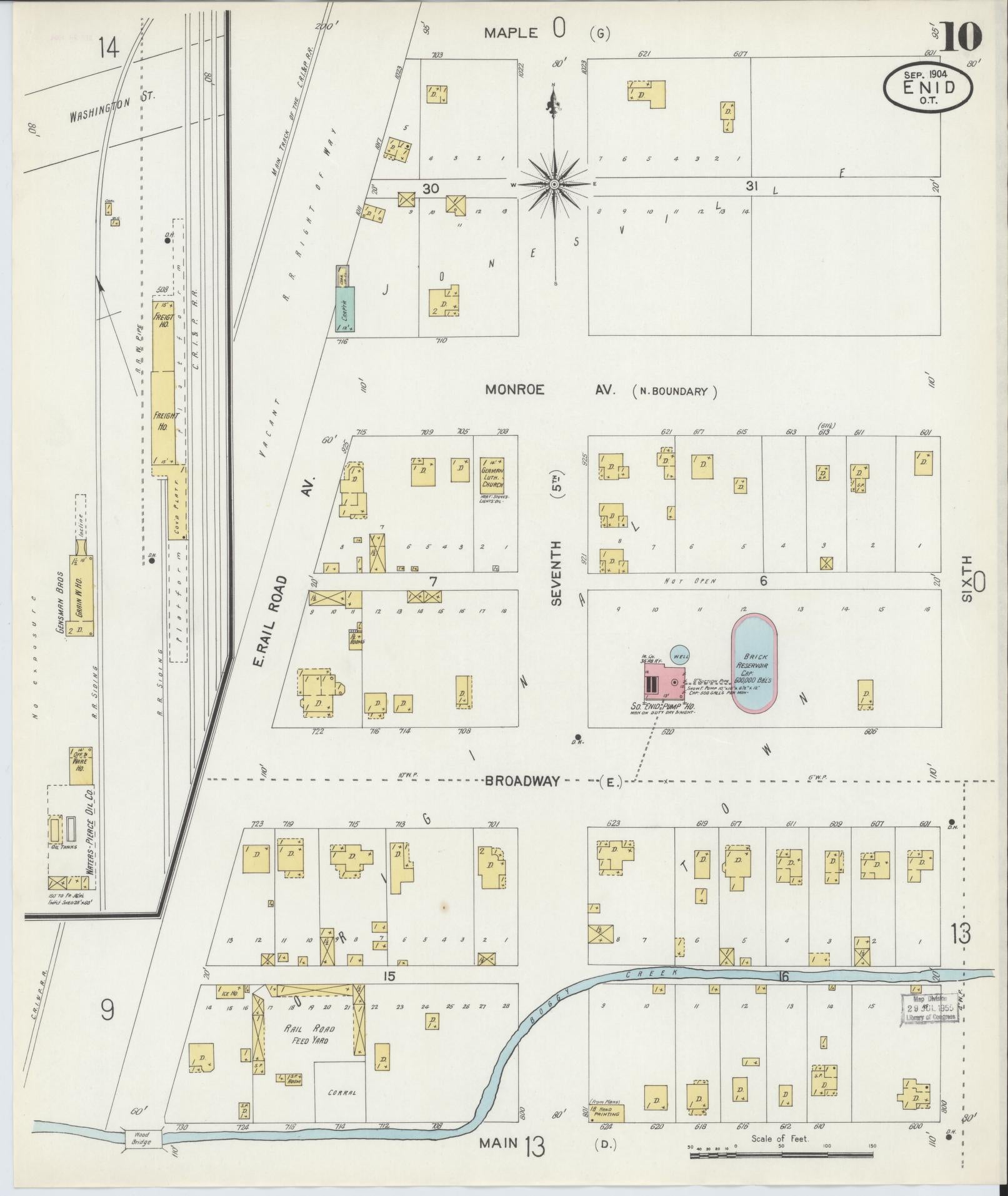 Sanborn Fire Insurance Map from Enid, Garfield County, Oklahoma (1904), Sheet #0010 - Complete Map Set gallery image, historic Sanborn map, vintage wall art, Oklahoma Oklahoma