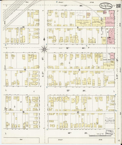 Sanborn Fire Insurance Map from Clinton, Clinton County, Iowa (1890), Sheet #0012 - Historic Sanborn Fire Insurance Map Print