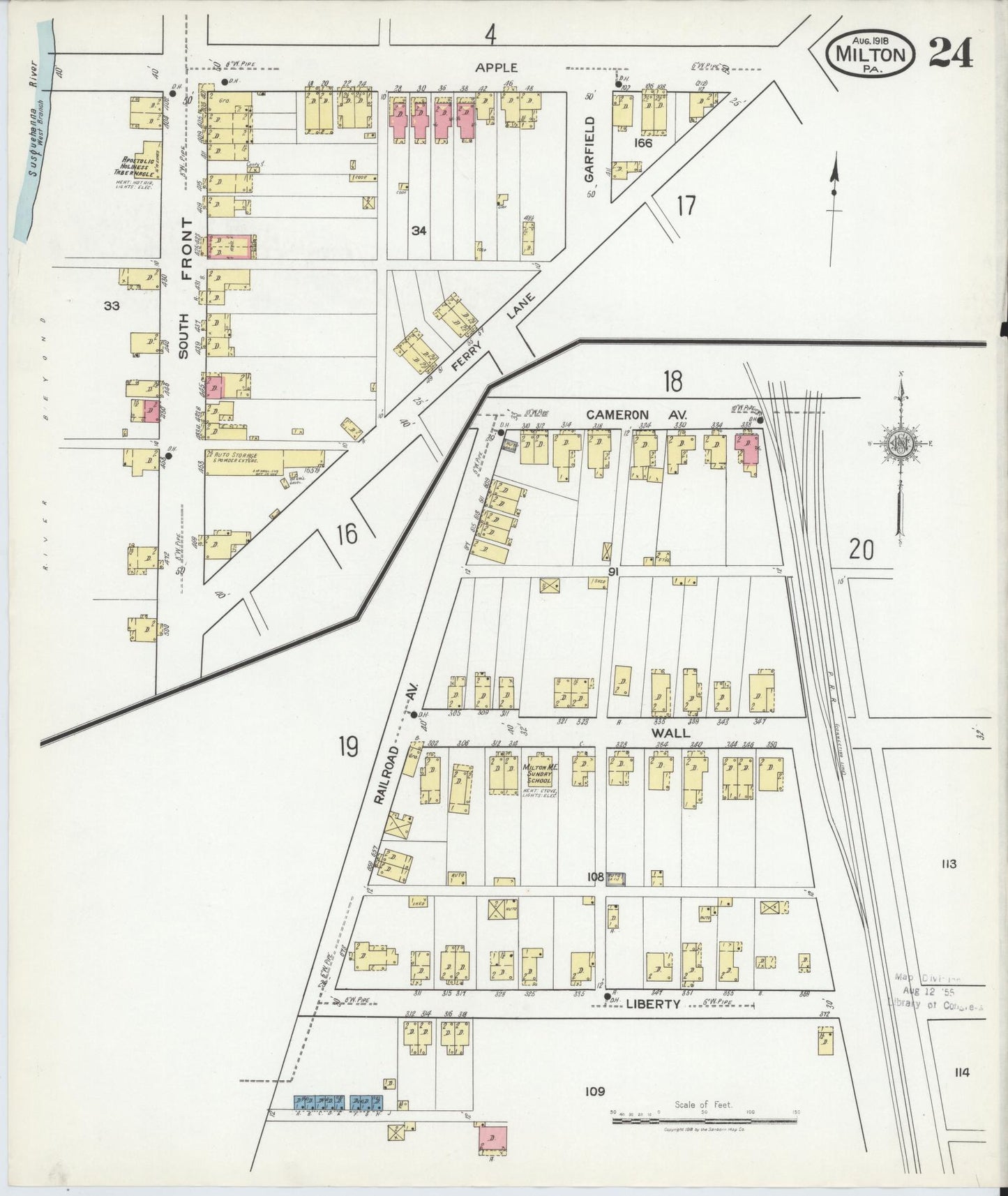 Sanborn Fire Insurance Map from Milton, Northumberland County, Pennsylvania (1918), Sheet #0024 - Complete Map Set gallery image, historic Sanborn map, vintage wall art, Pennsylvania Pennsylvania