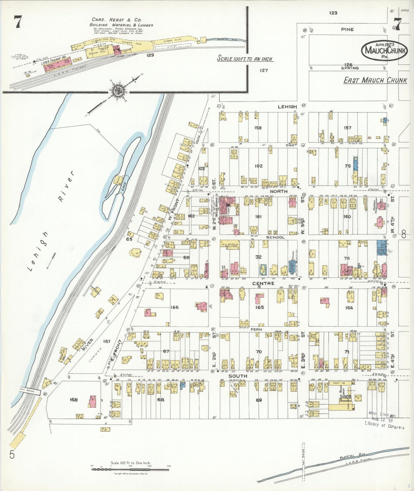 Sanborn Fire Insurance Map from Mauch Chunk, Carbon County, Pennsylvania (1923), Sheet #0007 - Complete Map Set gallery image, historic Sanborn map, vintage wall art, Pennsylvania Pennsylvania