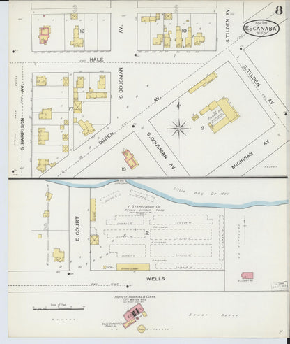 Sanborn Fire Insurance Map from Escanaba, Delta County, Michigan (1893), Sheet #0008 - Complete Map Set gallery image, historic Sanborn map, vintage wall art, Michigan Michigan