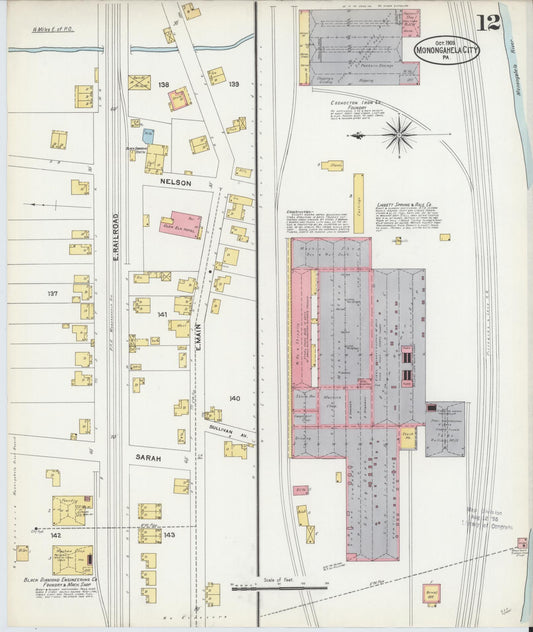 Sanborn Fire Insurance Map from Monongahela City, Washington County, Pennsylvania (1905), Sheet #0012 - Historic Sanborn Fire Insurance Map Print, vintage old map wall art, antique decor, genealogy gift, Pennsylvania Pennsylvania map