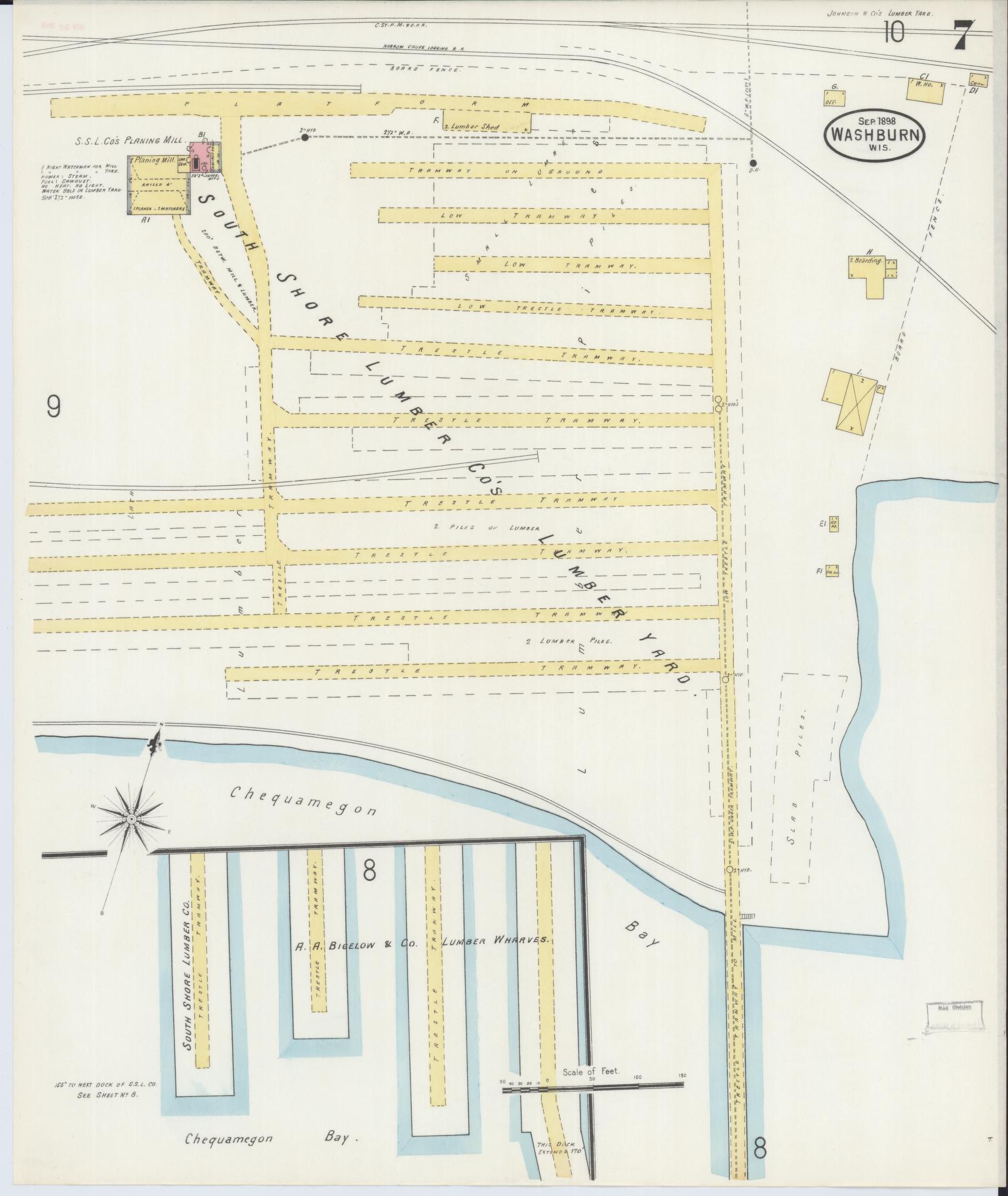Sanborn Fire Insurance Map from Washburn, Bayfield County, Wisconsin (1898), Sheet #0007 - Complete Map Set gallery image, historic Sanborn map, vintage wall art, Wisconsin Wisconsin