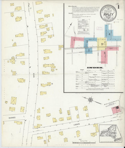 Sanborn Fire Insurance Map from Ripley, Chautauqua County, New York (1912), Sheet #0001 - Complete Map Set gallery image, historic Sanborn map, vintage wall art, New York New York
