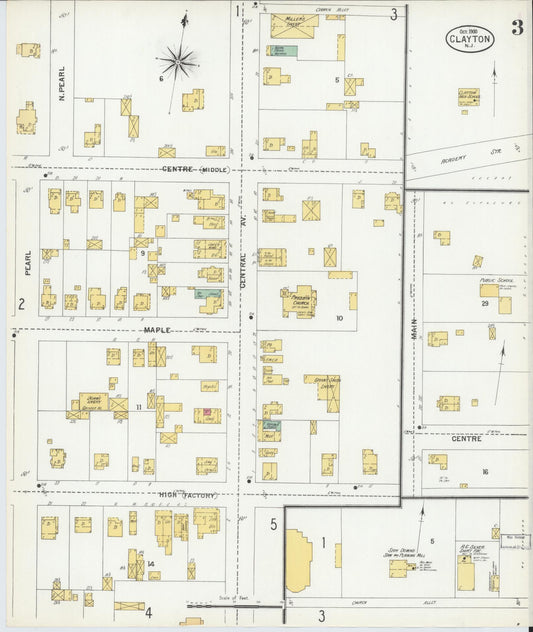 Sanborn Fire Insurance Map from Clayton, Gloucester County, New Jersey (1900), Sheet #0003 - Historic Sanborn Fire Insurance Map Print, vintage old map wall art, antique decor, genealogy gift, New Jersey New Jersey map