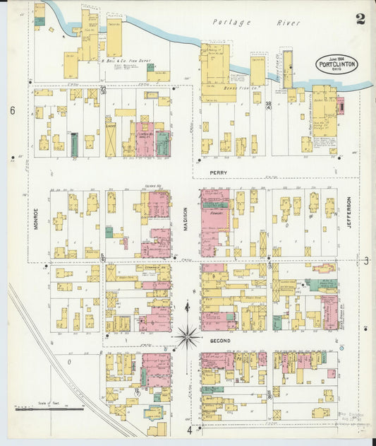 Sanborn Fire Insurance Map from Port Clinton, Ottawa County, Ohio (1904), Sheet #0002 - Historic Sanborn Fire Insurance Map Print, vintage old map wall art, antique decor, genealogy gift, Ohio Ohio map