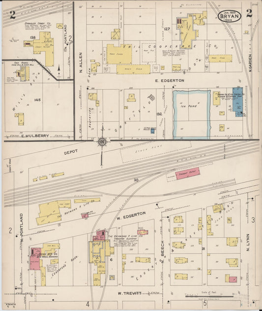 Sanborn Fire Insurance Map from Bryan, Williams County, Ohio (1923), Sheet #0002 - Historic Sanborn Fire Insurance Map Print, vintage old map wall art, antique decor, genealogy gift, Ohio Ohio map