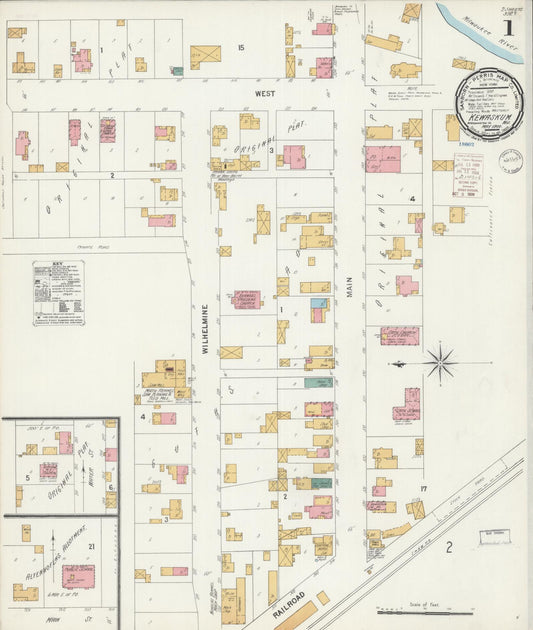 Sanborn Fire Insurance Map from Kewaskum, Washington County, Wisconsin (1900), Sheet #0001 - Historic Sanborn Fire Insurance Map Print, vintage old map wall art, antique decor, genealogy gift, Wisconsin Wisconsin map