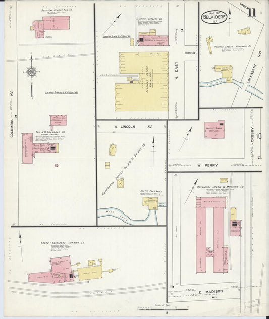Sanborn Fire Insurance Map from Belvidere, Boone County, Illinois (1912), Sheet #0011 - Historic Sanborn Fire Insurance Map Print, vintage old map wall art, antique decor, genealogy gift, Illinois Illinois map
