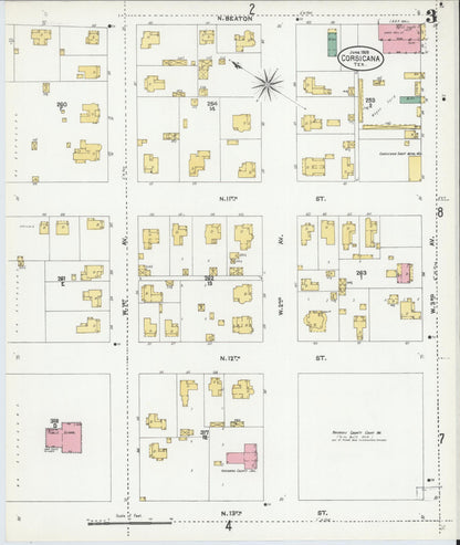 Sanborn Fire Insurance Map from Corsicana, Navarro County, Texas (1905), Sheet #0003 - Complete Map Set gallery image, historic Sanborn map, vintage wall art, Texas Texas