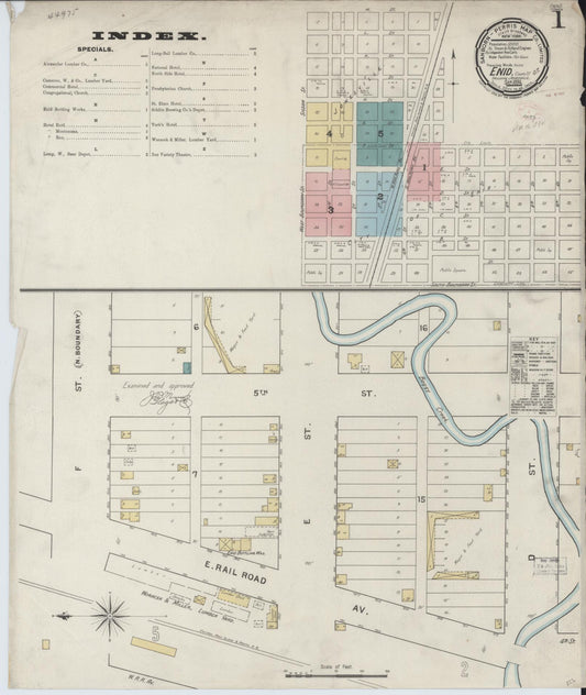 Sanborn Fire Insurance Map from Enid, Garfield County, Oklahoma (1894), Sheet #0001 - Complete Map Set gallery image, historic Sanborn map, vintage wall art, Oklahoma Oklahoma