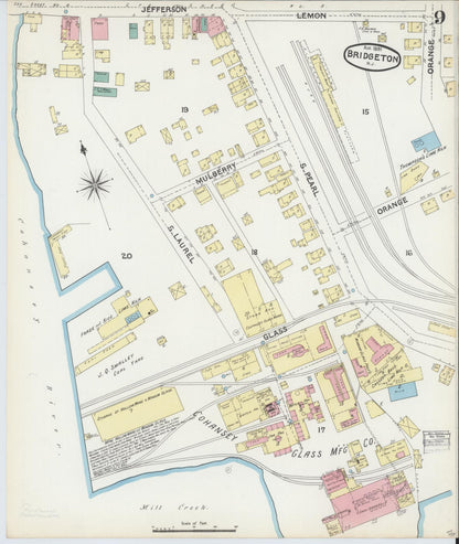 Sanborn Fire Insurance Map from Bridgeton, Cumberland County, New Jersey (1891), Sheet #0009 - Complete Map Set gallery image, historic Sanborn map, vintage wall art, New Jersey New Jersey