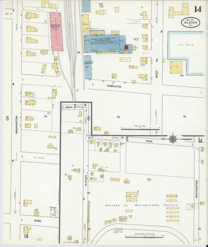 Sanborn Fire Insurance Map from Albion, Orleans County, New York (1911), Sheet #0014 - Complete Map Set gallery image, historic Sanborn map, vintage wall art, New York New York