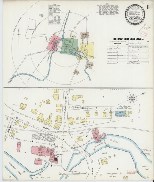 Sanborn Fire Insurance Map from Valatie, Columbia County, New York (1895), Sheet #0001 - Complete Map Set gallery image, historic Sanborn map, vintage wall art, New York New York