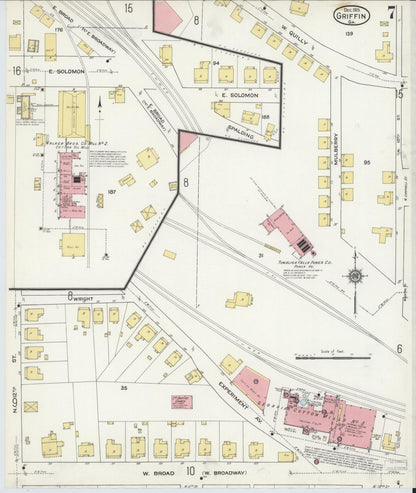 Sanborn Fire Insurance Map from Griffin, Spalding County, Georgia (1915), Sheet #0007 - Complete Map Set gallery image, historic Sanborn map, vintage wall art, Georgia Georgia
