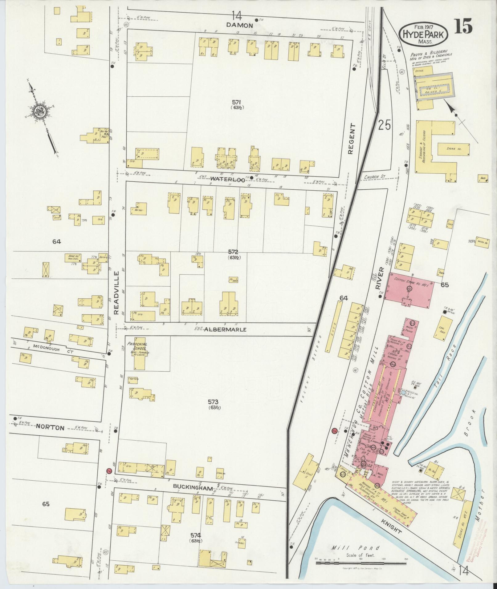 Sanborn Fire Insurance Map from Hyde Park, Norfolk County, Massachusetts (1917), Sheet #0015 - Complete Map Set gallery image, historic Sanborn map, vintage wall art, Massachusetts Massachusetts