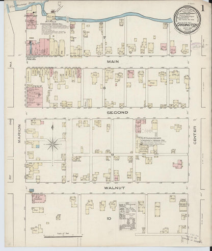 Sanborn Fire Insurance Map from Cardington, Morrow County, Ohio (1885), Sheet #0001 - Historic Sanborn Fire Insurance Map Print, vintage old map wall art, antique decor, genealogy gift, Ohio Ohio map