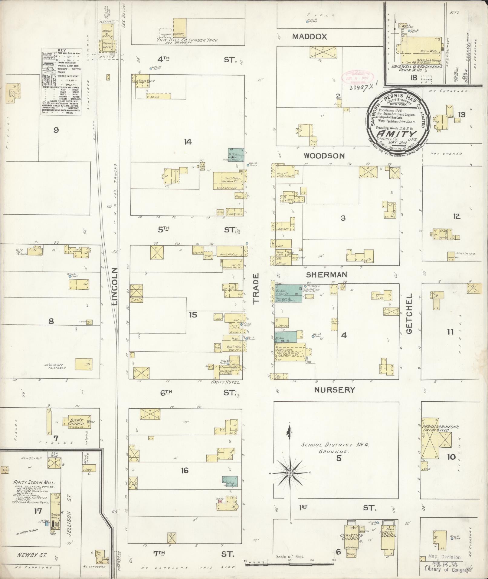 Sanborn Fire Insurance Map from Amity, Yamhill County, Oregon (1892), Sheet #0001 - Historic Sanborn Fire Insurance Map Print, vintage old map wall art, antique decor, genealogy gift, Oregon Oregon map