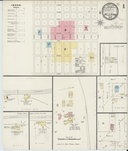Sanborn Fire Insurance Map from Belle Plaine, Scott County, Minnesota (1894), Sheet #0001 - Complete Map Set gallery image, historic Sanborn map, vintage wall art, Minnesota Minnesota