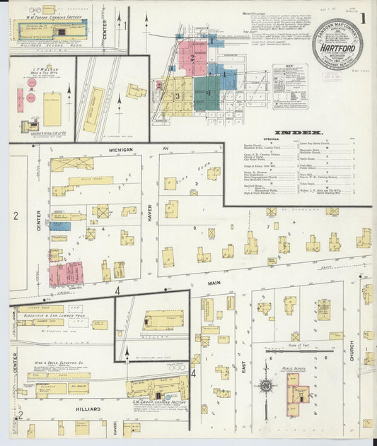 Sanborn Fire Insurance Map from Hartford, Van Buren County, Michigan (1911), Sheet #0001 - Historic Sanborn Fire Insurance Map Print, vintage old map wall art, antique decor, genealogy gift, Michigan Michigan map