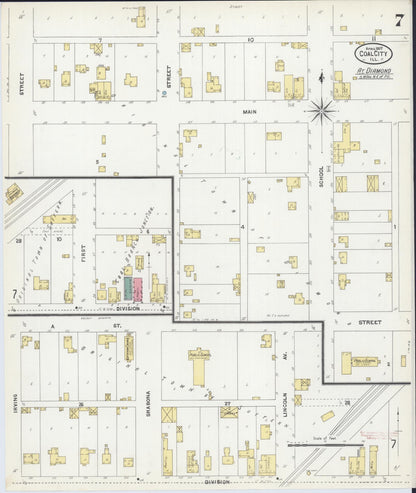 Sanborn Fire Insurance Map from Coal City, Grundy County, Illinois (1907), Sheet #0007 - Historic Sanborn Fire Insurance Map Print, vintage old map wall art, antique decor, genealogy gift, Illinois Illinois map